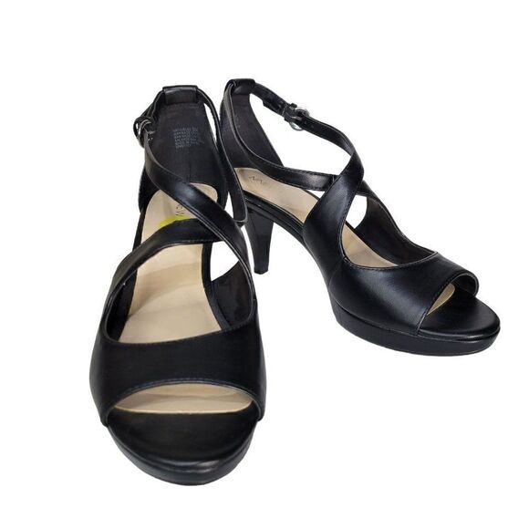 Nine West Black Jubilee Open Toe Heels (Size 9) - Picture 1 of 12